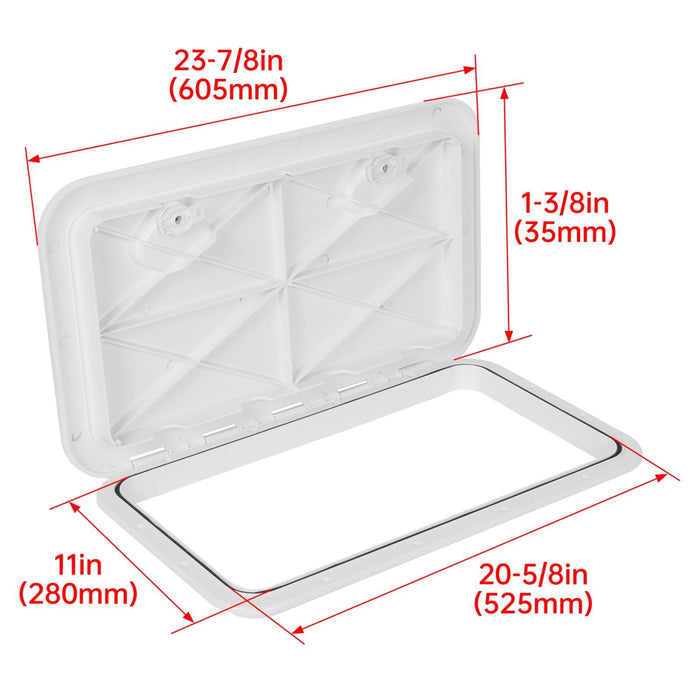 DURAFORCE 24" x 14" White Marine Boat Deck Access Hatch & Lid