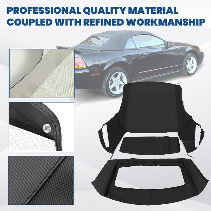 DURAFORCE For Ford mustang 1994 95-04 Soft top W/window BlK Sailcloth Plastic Convertible