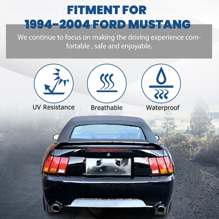 DURAFORCE For Ford mustang 1994 95-04 Soft top W/window BlK Sailcloth Plastic Convertible