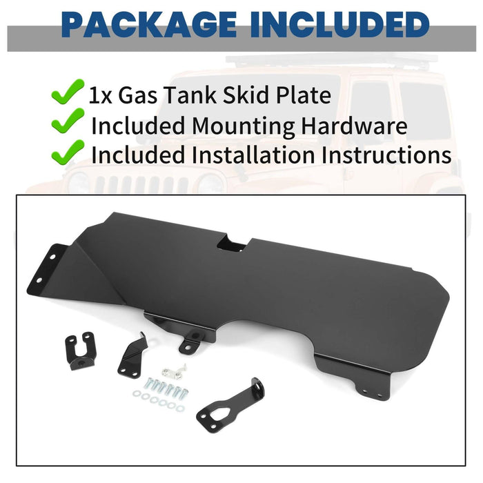DURAFORCE Fit for 2007-2018 Jeep Wrangler JK 4WD 2-Door Steel Gas Tank Skid Plate Black