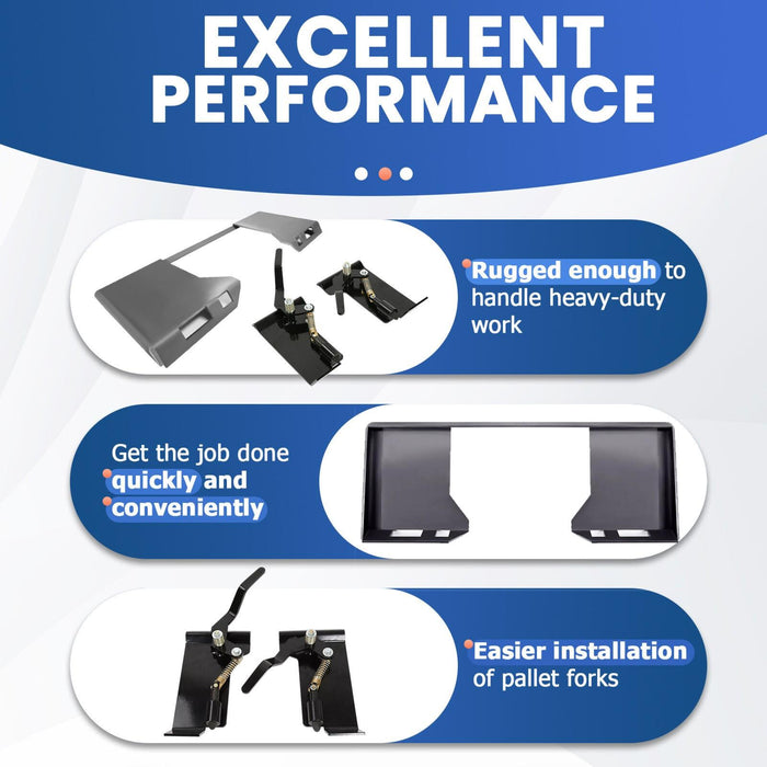 DURAFORCE 1/2" HD Skid Steer Quick Tach Attachment Mount Plate & Conversion Adapter Latch