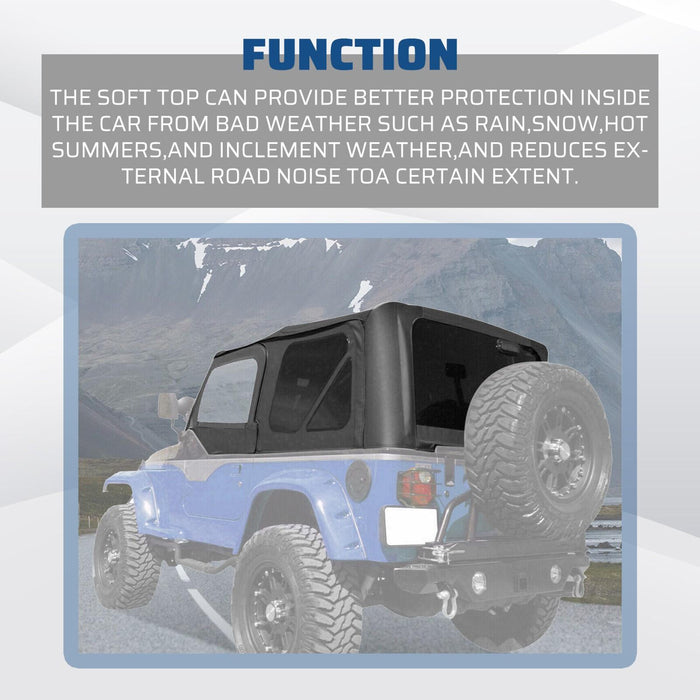 DURAFORCE Soft Top + Upper Skins Set w/ 5 Windows For 97-06 Jeep Wrangler TJ WATERPROOF