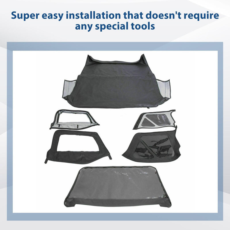 DURAFORCE Soft Top + Upper Skins Set w/ 5 Windows For 97-06 Jeep Wrangler TJ WATERPROOF