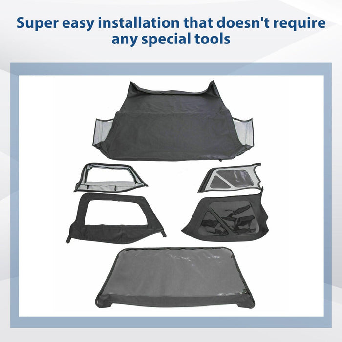 DURAFORCE Soft Top + Upper Skins Set w/ 5 Windows For 97-06 Jeep Wrangler TJ WATERPROOF