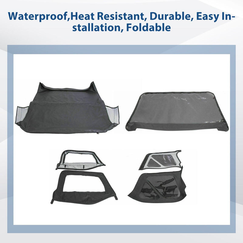 DURAFORCE Soft Top + Upper Skins Set w/ 5 Windows For 97-06 Jeep Wrangler TJ WATERPROOF