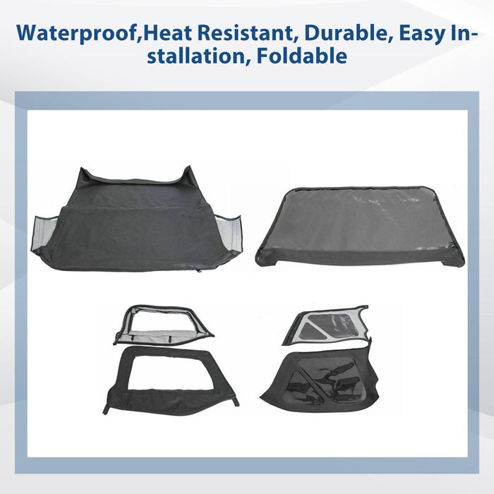 DURAFORCE Soft Top + Upper Skins Set w/ 5 Windows For 97-06 Jeep Wrangler TJ WATERPROOF