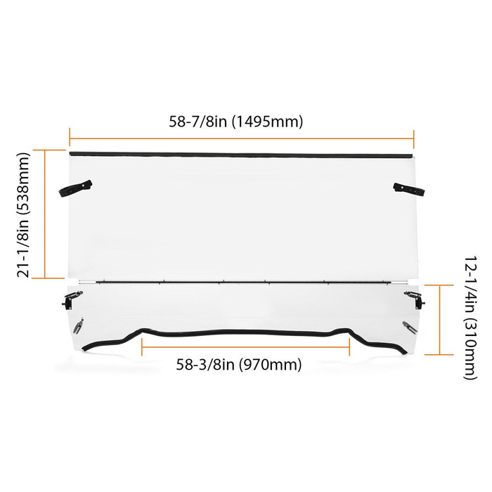 DURAFORCE Flip Clear Windshield For Polaris Ranger 500 4x4/Ranger Crew 700/Ranger XP 700