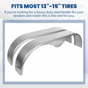 DURAFORCE For 13” 14” 15” Heavy Duty Round Plate Tandem Axle Trailer Fenders 9" x 66" x18"