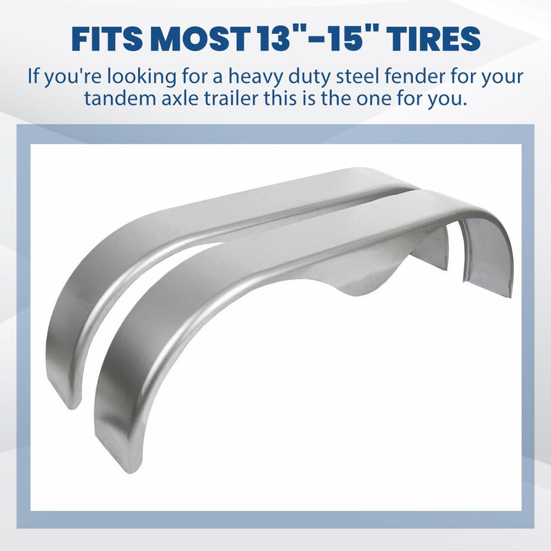 DURAFORCE For 13” 14” 15” Heavy Duty Round Plate Tandem Axle Trailer Fenders 9" x 66" x18"