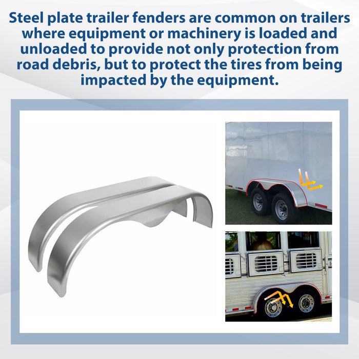DURAFORCE For 13” 14” 15” Heavy Duty Round Plate Tandem Axle Trailer Fenders 9" x 66" x18"