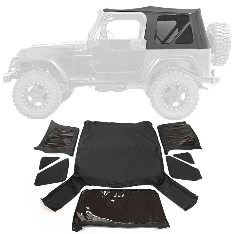 DURAFORCE Black replacement Soft Top Tinted Windows FOR Jeep Wrangler TJ 1997-2006