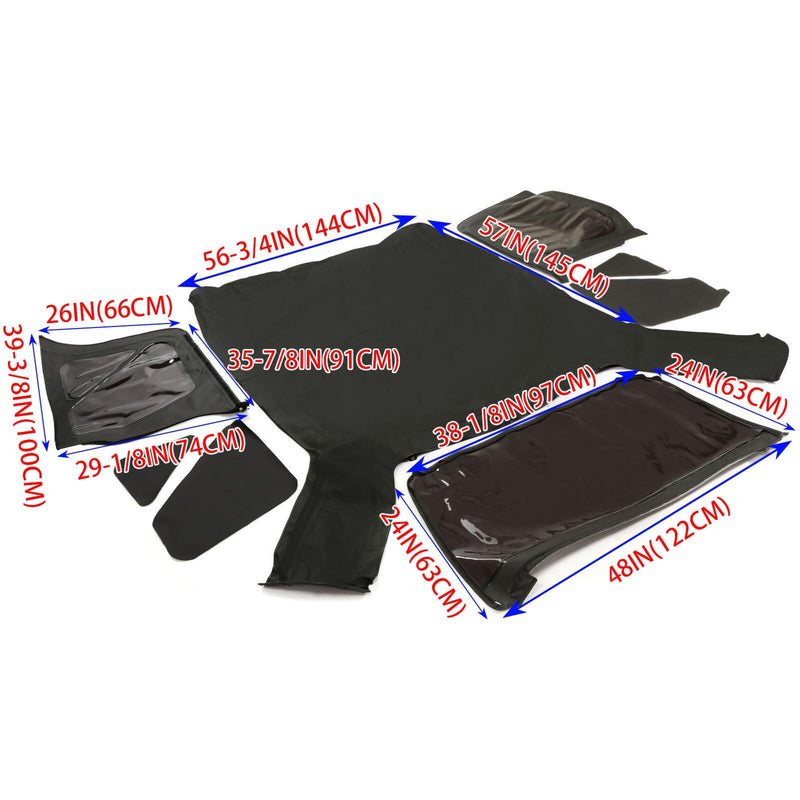 DURAFORCE Black replacement Soft Top Tinted Windows FOR Jeep Wrangler TJ 1997-2006