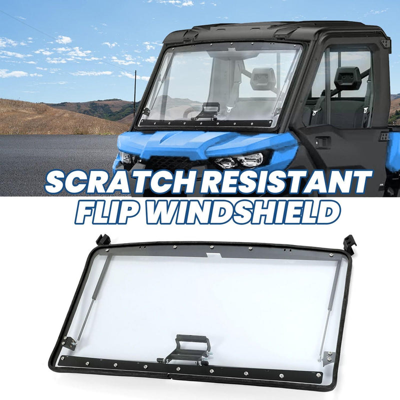 DURAFORCE Fit Can-Am Defender 2016-2024 HD 5/8/10 Scratch Resistant Flip Windshield 3-IN-1