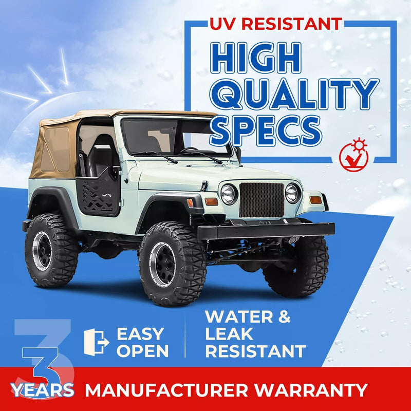 DURAFORCE For Jeep Wrangler TJ Soft top Replacement, 1997-2006, Tinted Windows
