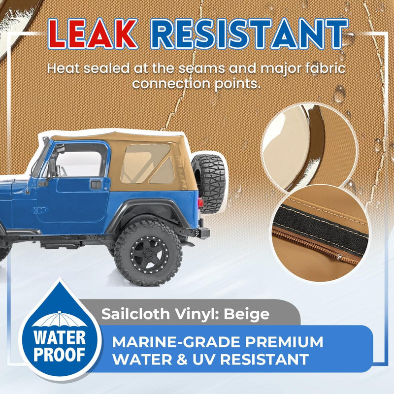 DURAFORCE For Jeep Wrangler TJ Soft top Replacement, 1997-2006, Tinted Windows