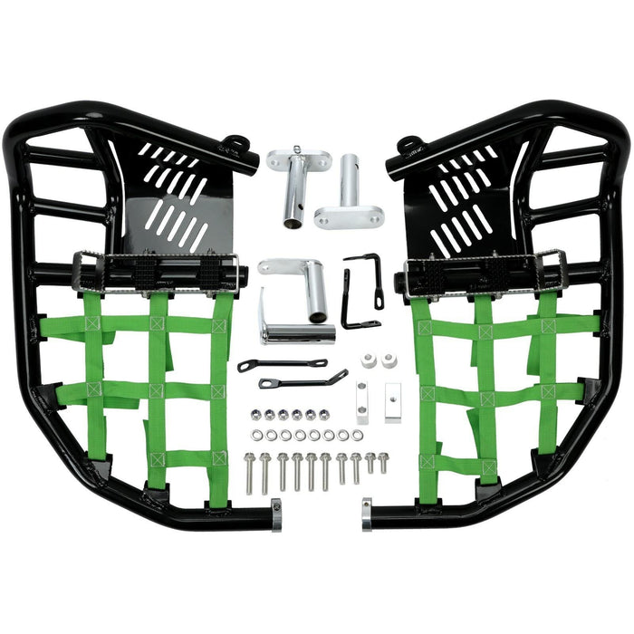 DURAFORCE For Kawasaki KFX450R 2008-2015 Nerf Bars Pro Peg Heel Guard Black Nerf Green Net