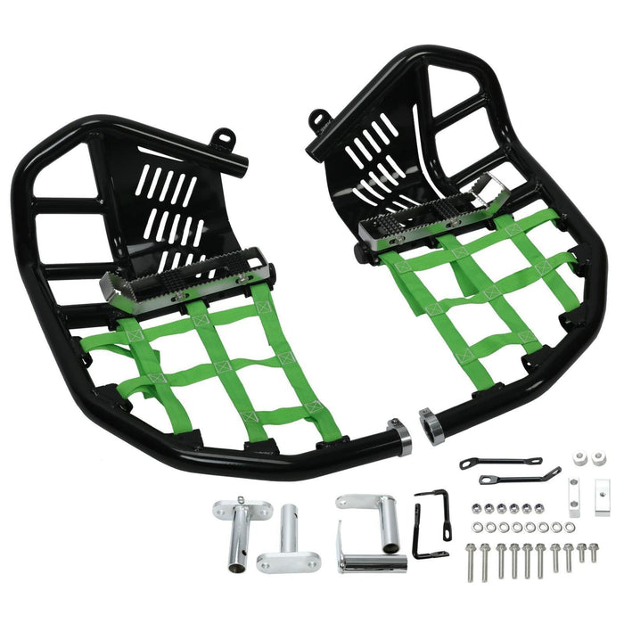 DURAFORCE For Kawasaki KFX450R 2008-2015 Nerf Bars Pro Peg Heel Guard Black Nerf Green Net