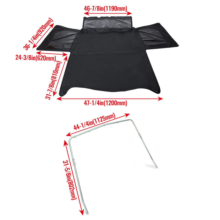 DURAFORCE For 86-94 Suzuki Samurai Soft Top 98515 & Zippered Windows w/ Steel Support Bow