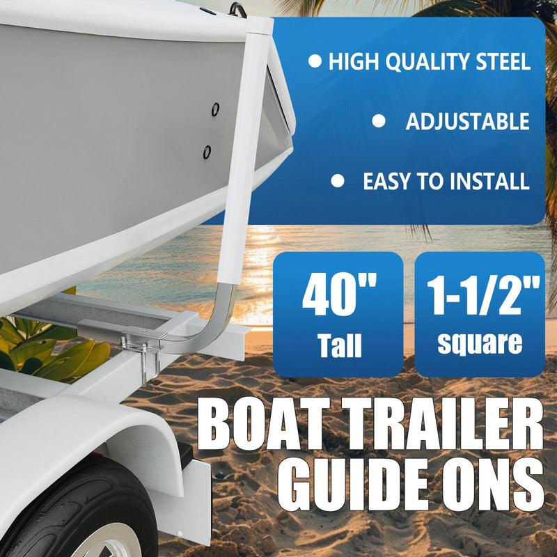 DURAFORCE 2PCS Boat Trailer 40" Zinc-Plated Guide On Post PVC Poles For Sailboat Trailer