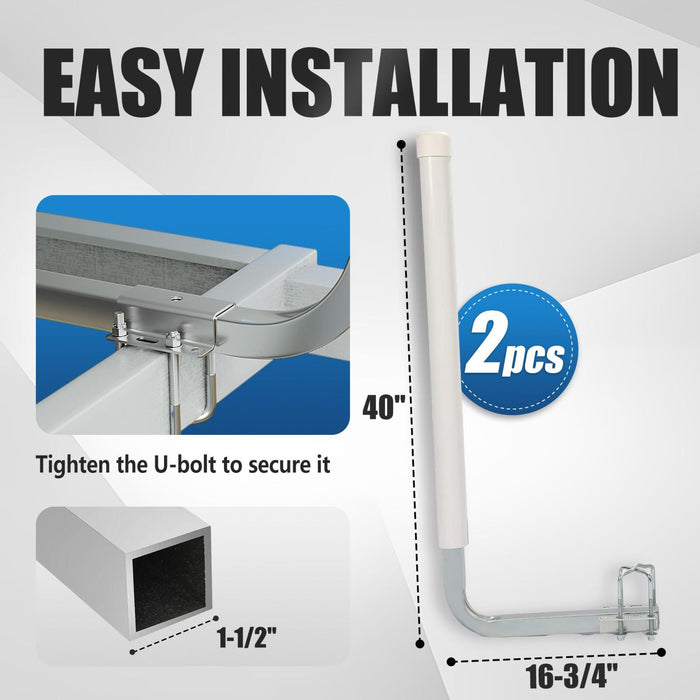 DURAFORCE 2PCS Boat Trailer 40" Zinc-Plated Guide On Post PVC Poles For Sailboat Trailer