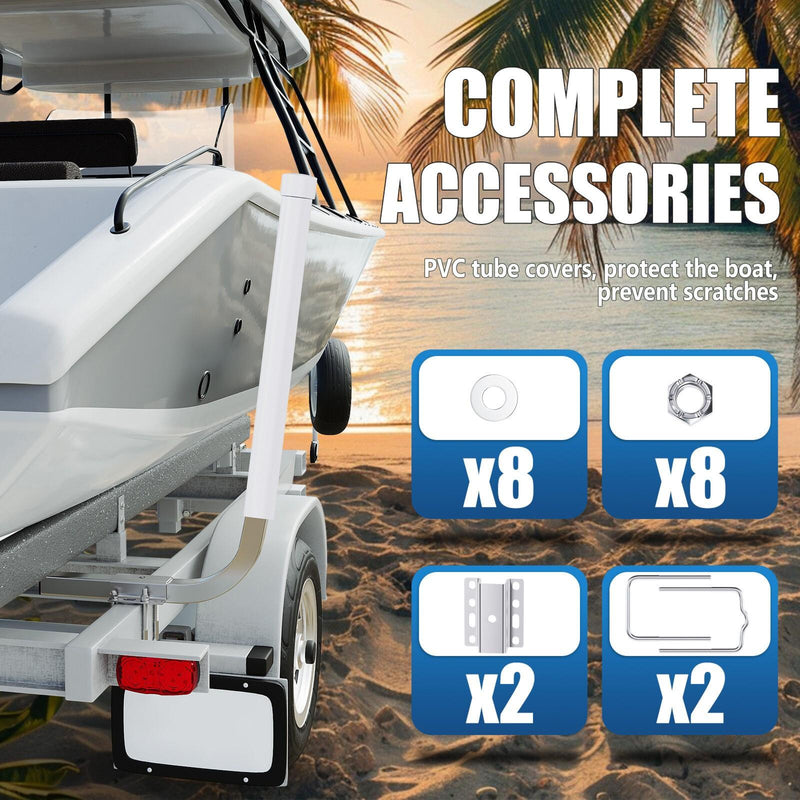 DURAFORCE 2PCS Boat Trailer 40" Zinc-Plated Guide On Post PVC Poles For Sailboat Trailer