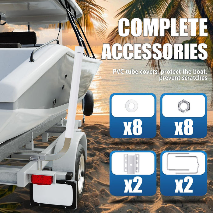 DURAFORCE 2PCS Boat Trailer 40" Zinc-Plated Guide On Post PVC Poles For Sailboat Trailer