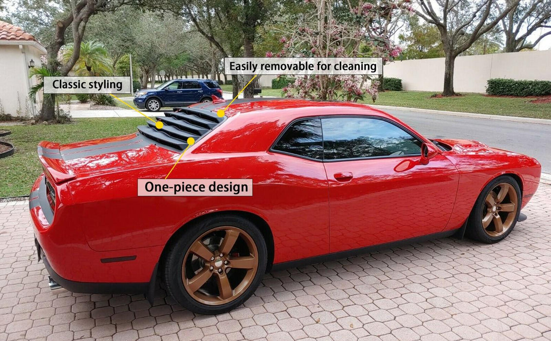 DURAFORCE For 2008-2023 Dodge Challenger Rear Window Louvers Scoops Windshield Sun Shade