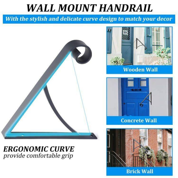 DURAFORCE Steel Grab Rail Handrail Railing for 1-2 Steps Wall Mount Hand Rail Bar