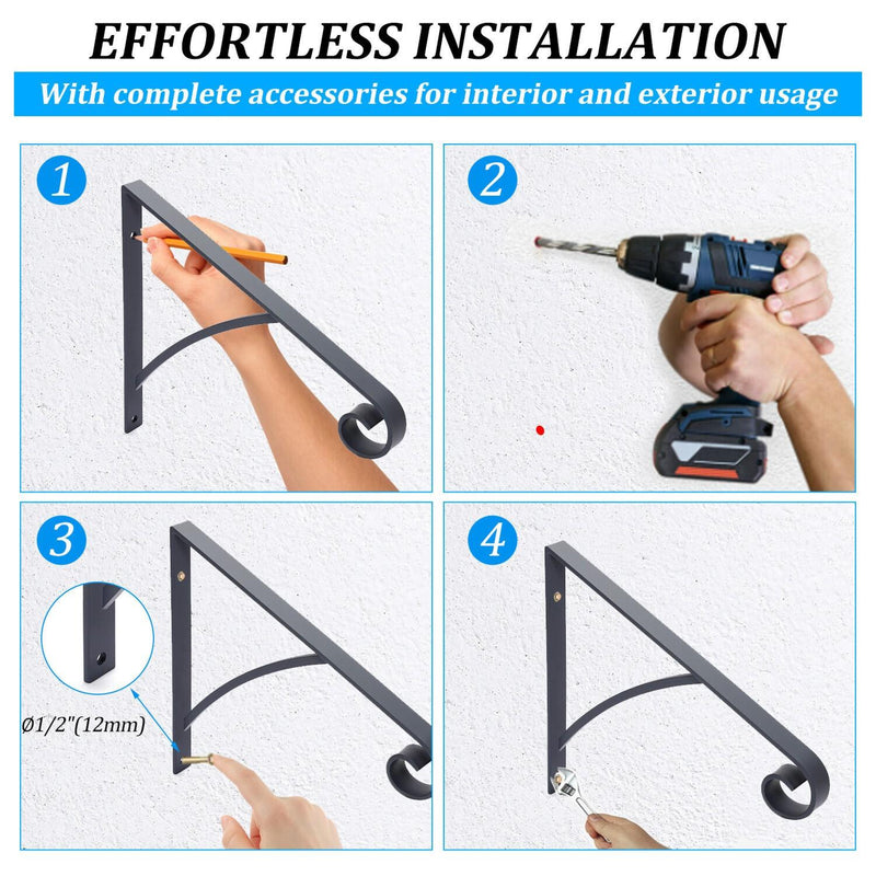 DURAFORCE Steel Grab Rail Handrail Railing for 1-2 Steps Wall Mount Hand Rail Bar