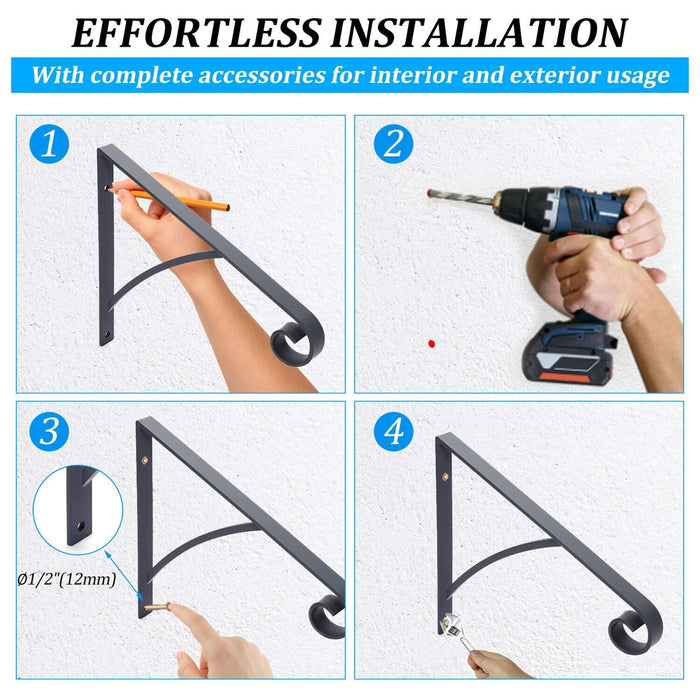 DURAFORCE Steel Grab Rail Handrail Railing for 1-2 Steps Wall Mount Hand Rail Bar