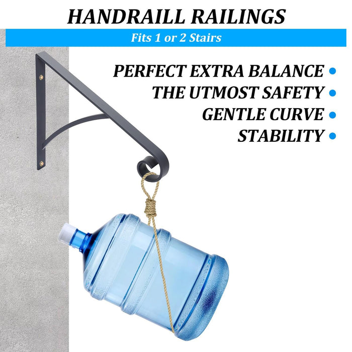 DURAFORCE Steel Grab Rail Handrail Railing for 1-2 Steps Wall Mount Hand Rail Bar