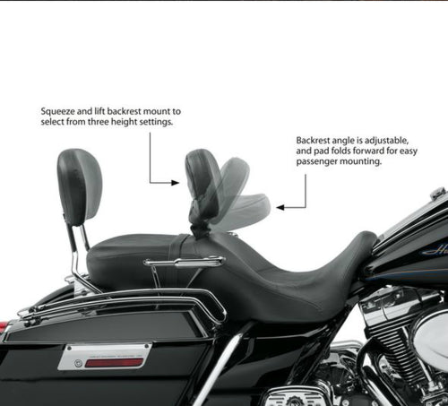 DURAFORCE Adjustable Rider Driver Backrest Fit For Harley Touring Electra Glide 1988-2023