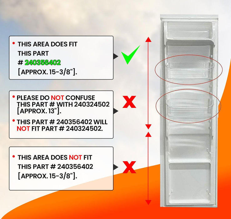 DURAFORCE 2 Pack Clear Refrigerator Door Bin Shelf For 240356402 Frigidaire AP2549958