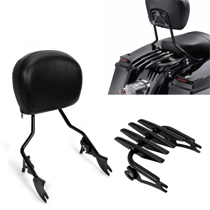 DURAFORCE Backrest Sissy Bar Stealth Luggage Rack For 09-25 Harley Davidson Street Glide