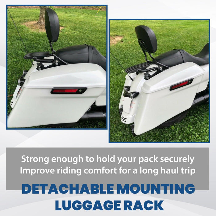 DURAFORCE Backrest Sissy Bar Stealth Luggage Rack For 09-25 Harley Davidson Street Glide