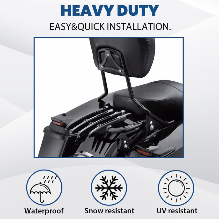 DURAFORCE Backrest Sissy Bar Stealth Luggage Rack For 09-25 Harley Davidson Street Glide