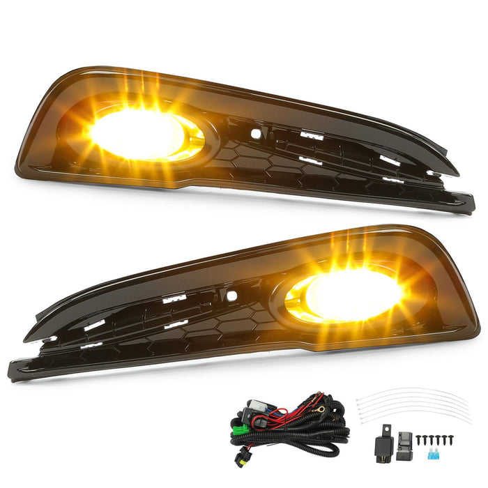 DURAFORCE For 2013-2015 Honda Civic Sedan 4-Door Front Yellow Fog Lights Lamps w/ Switch