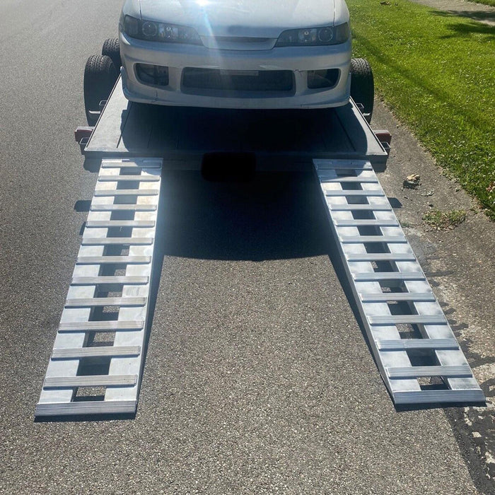DURAFORCE 80"×15" Aluminum Ramps 2 Pcs 6000Lbs Car Trailer Truck Hook End Knife 1 Pair