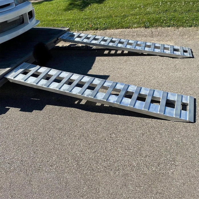 DURAFORCE 80"×15" Aluminum Ramps 2 Pcs 6000Lbs Car Trailer Truck Hook End Knife 1 Pair