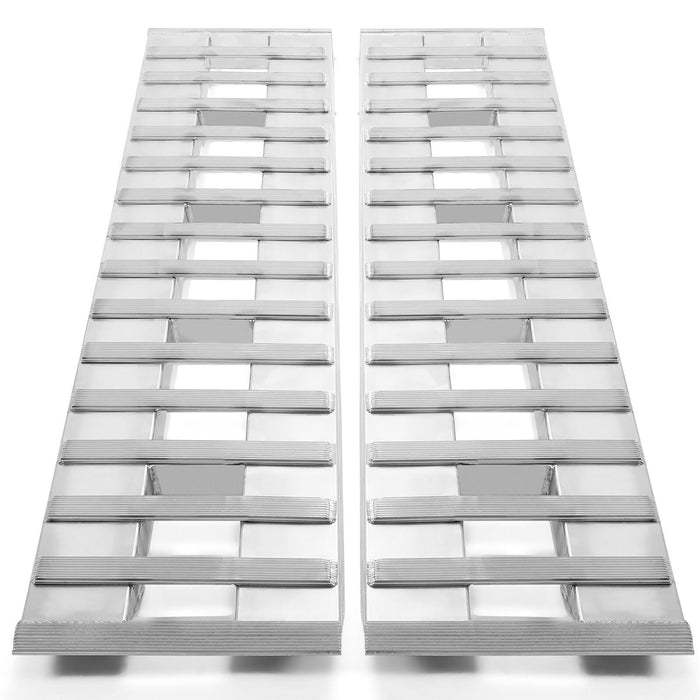 DURAFORCE 80"×15" Aluminum Ramps 2 Pcs 6000Lbs Car Trailer Truck Hook End Knife 1 Pair