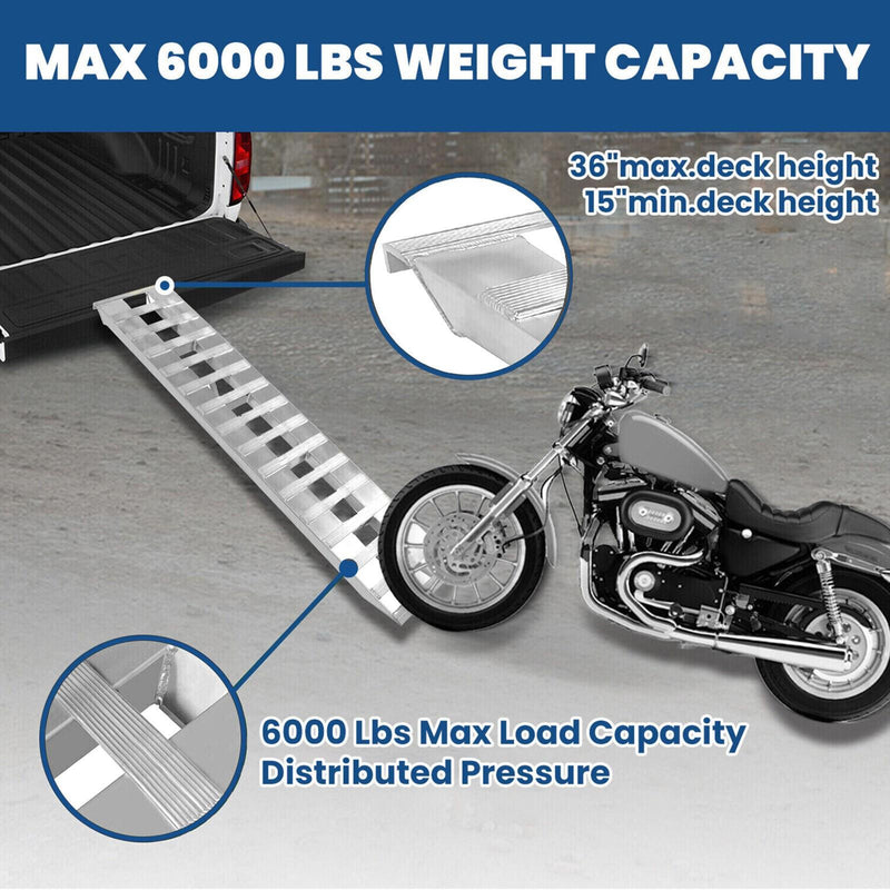 DURAFORCE 80"×15" Aluminum Ramps 2 Pcs 6000Lbs Car Trailer Truck Hook End Knife 1 Pair