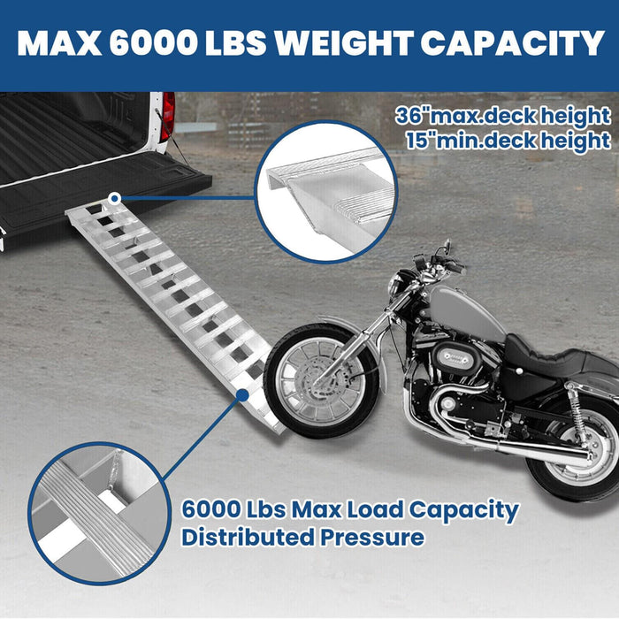 DURAFORCE 80"×15" Aluminum Ramps 2 Pcs 6000Lbs Car Trailer Truck Hook End Knife 1 Pair