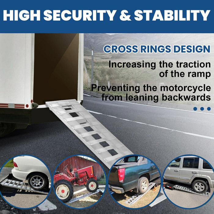 DURAFORCE 80"×15" Aluminum Ramps 2 Pcs 6000Lbs Car Trailer Truck Hook End Knife 1 Pair