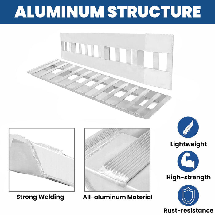 DURAFORCE 80"×15" Aluminum Ramps 2 Pcs 6000Lbs Car Trailer Truck Hook End Knife 1 Pair