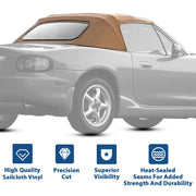 DURAFORCE Convertible Soft Top Fits 90-05 Mazda Miata w/ Heated Glass Window, Tan