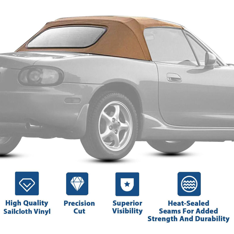 DURAFORCE Convertible Soft Top Fits 90-05 Mazda Miata w/ Heated Glass Window, Tan