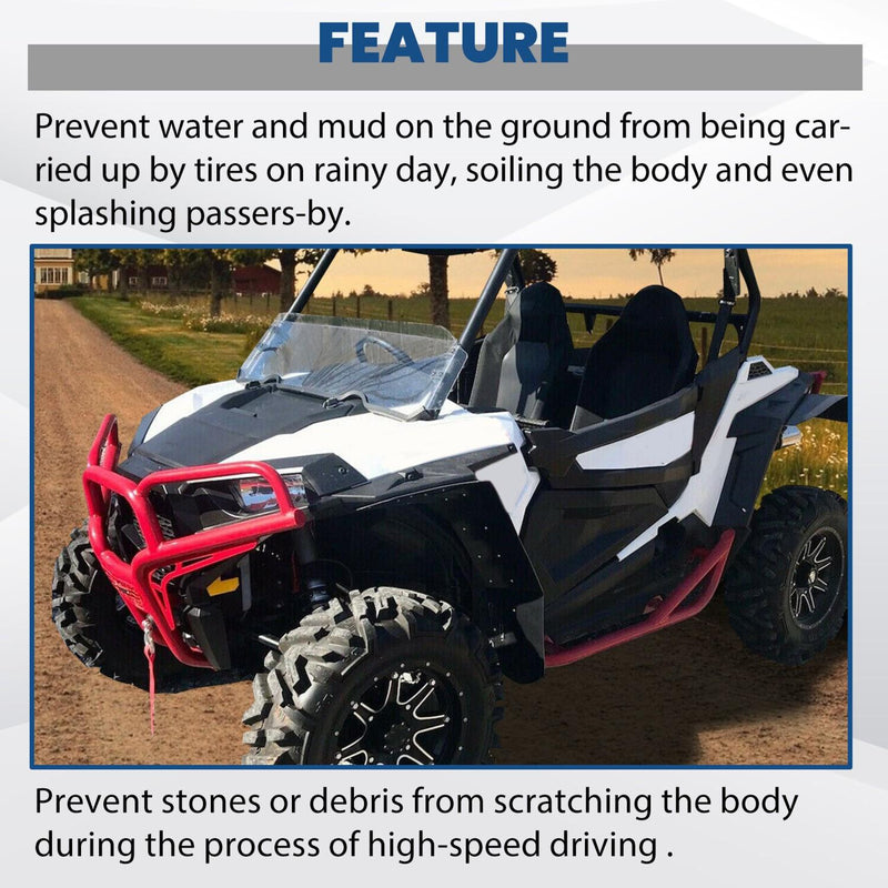 DURAFORCE 4x Extended Fender Flares Mud Flap For Polaris RZR S 900/4 900 /S 1000 2015-2020