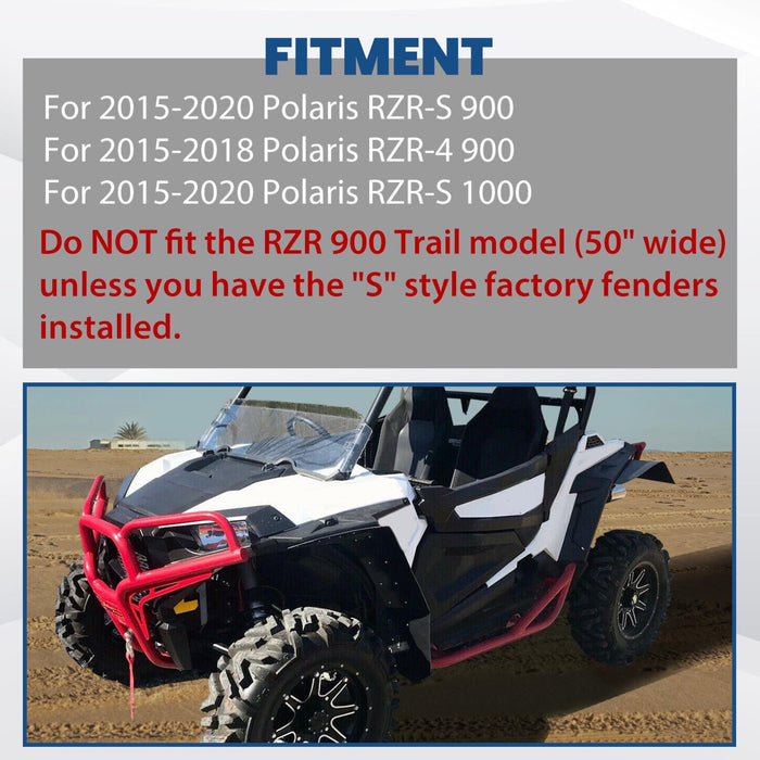 DURAFORCE 4x Extended Fender Flares Mud Flap For Polaris RZR S 900/4 900 /S 1000 2015-2020