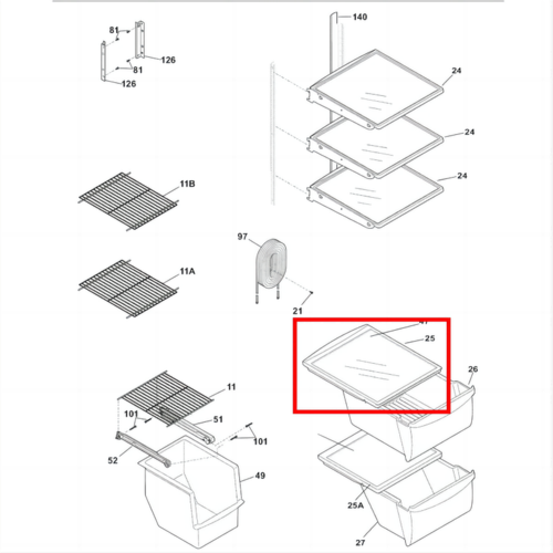 DURAFORCE For 240350702 AP2115959 Refrigerator Upper Crisper Pan Cover Crosley Frigidaire