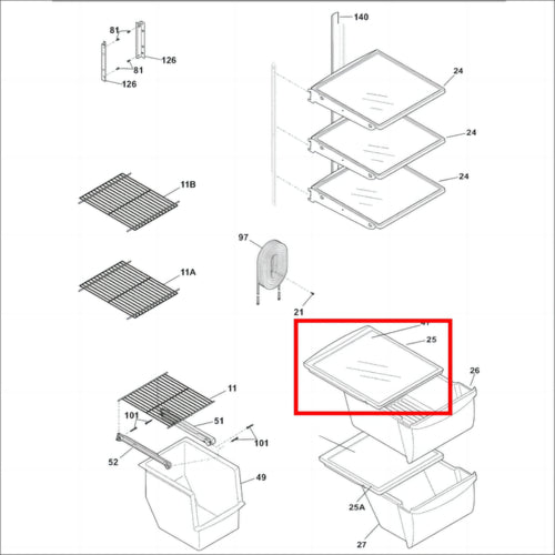 DURAFORCE For 240350702 AP2115959 Refrigerator Upper Crisper Pan Cover Crosley Frigidaire